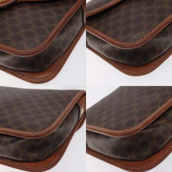 CELINE Macadam Canvas Shoulder Bag Pvc Brown Gold - Picture 10 of 13